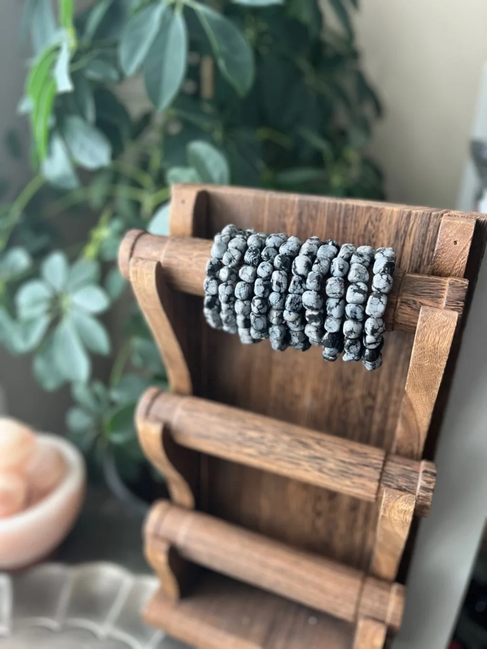 Snowflake Obsidian Tumble Bracelet - Picture 3 of 5